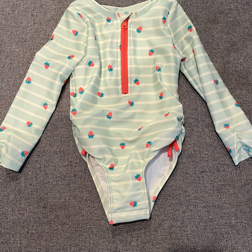 Cat & Jack Mint Green Rashguard with Strawberry Print